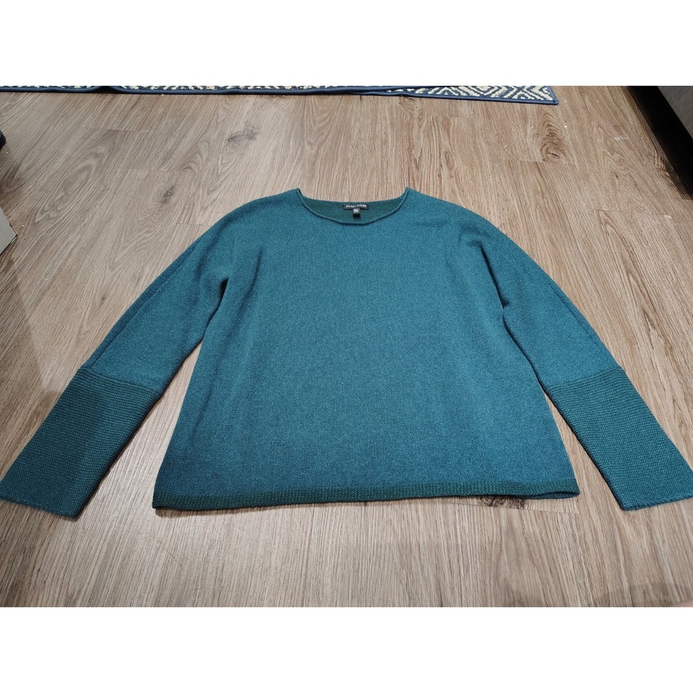 EILEEN FISHER Sweater XS Recycled Cashmere Wool Dolman Sleeve Pullover Green
